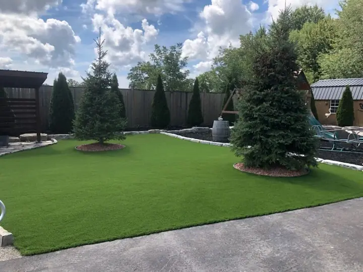 Finished residential synthetic turf landscape